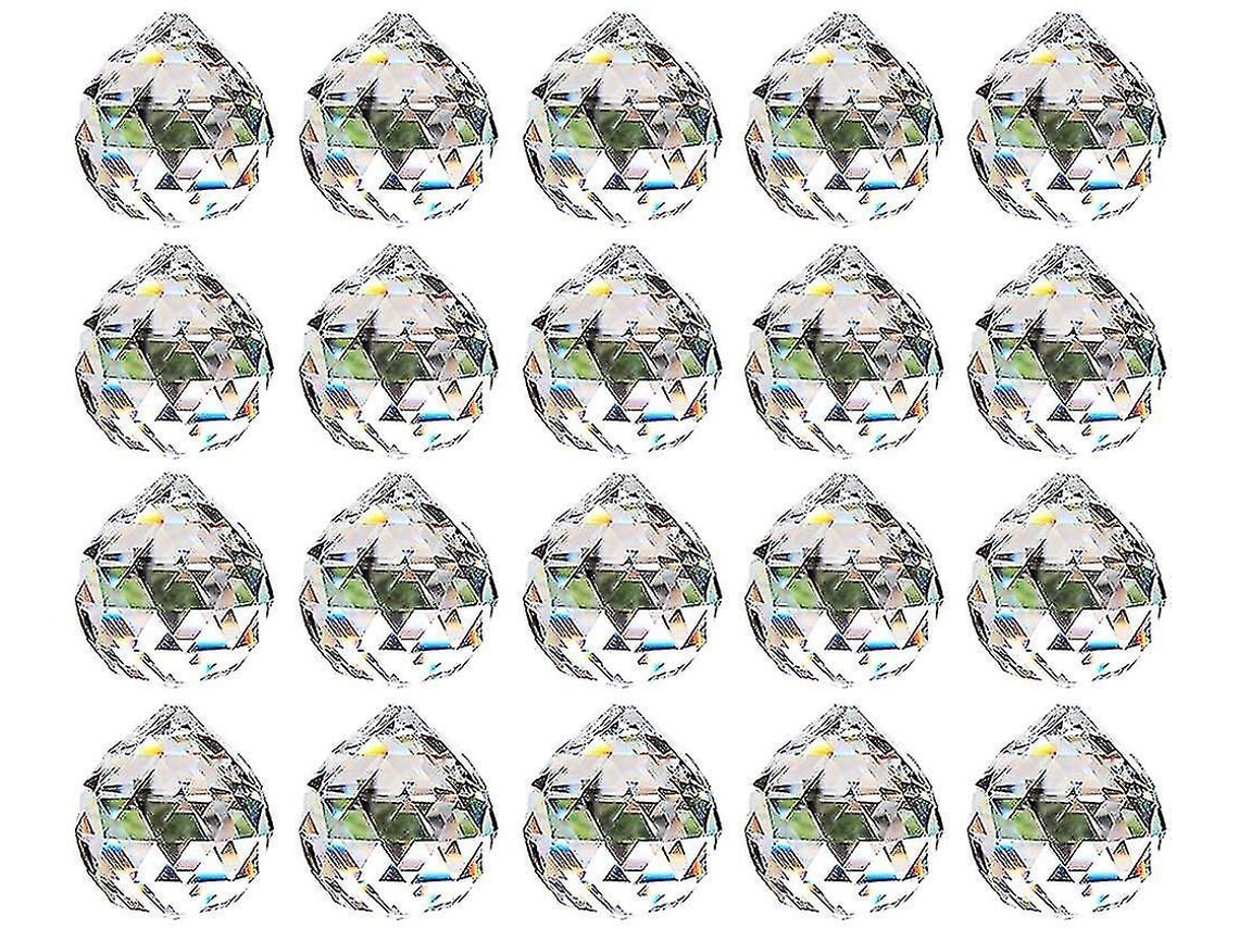 Prisma de bola de cristal transparente de 20 mm - 20 piezas para lámparas colgantes de techo