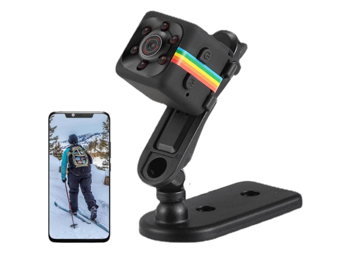 Minicámara | Videocámara diminuta con estante ajustable | Pequeña videocámara de visión nocturna HD compatible con la función de inserción de tarjeta CHRONUS