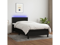 Cama Individualcama Para Adultoscama Box Spring Colchón Y Luces Led Tela Negro 90x190 Cm Wsd47239