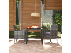 Conjunto de comedor de jardín de 3 piezas con cojines DKD Home Decor, ratán gris