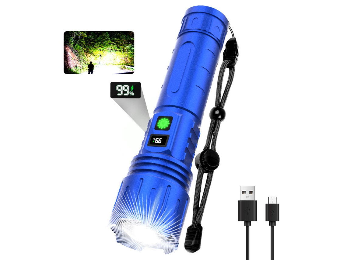 Linterna Led Portátil Recargable Con Láser Blanco Ultrabrillante, Zoom Ajustable E Indicador De Batería, Ideal Para Actividades Al Aire Libr