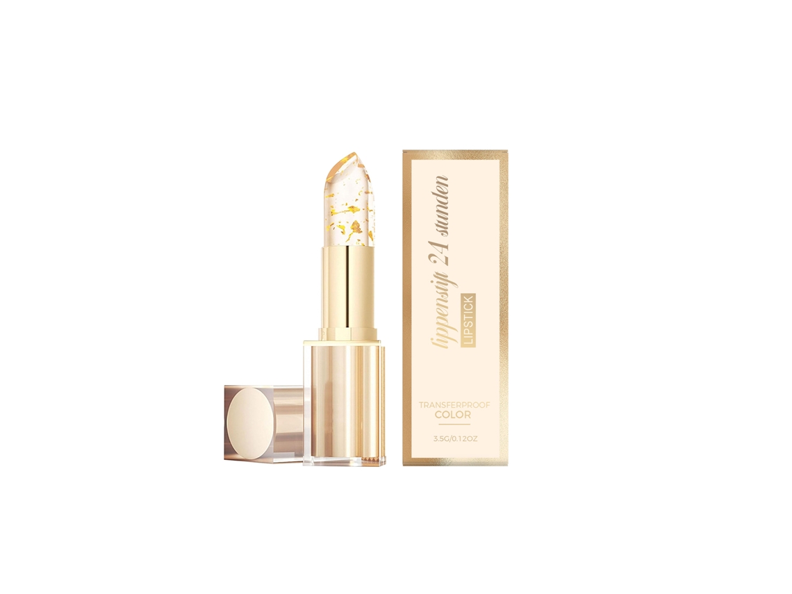 Lápiz labial nutritivo con lámina de oro y cambio de color.