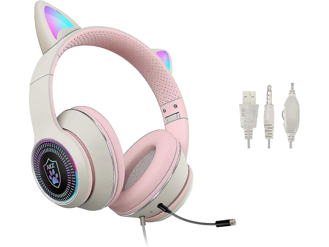 Auriculares Cat Ear Gaming With Microphone Flashing Glowing Stereo Juego de orejas de gato con micrófono Estéreo brillante intermitente