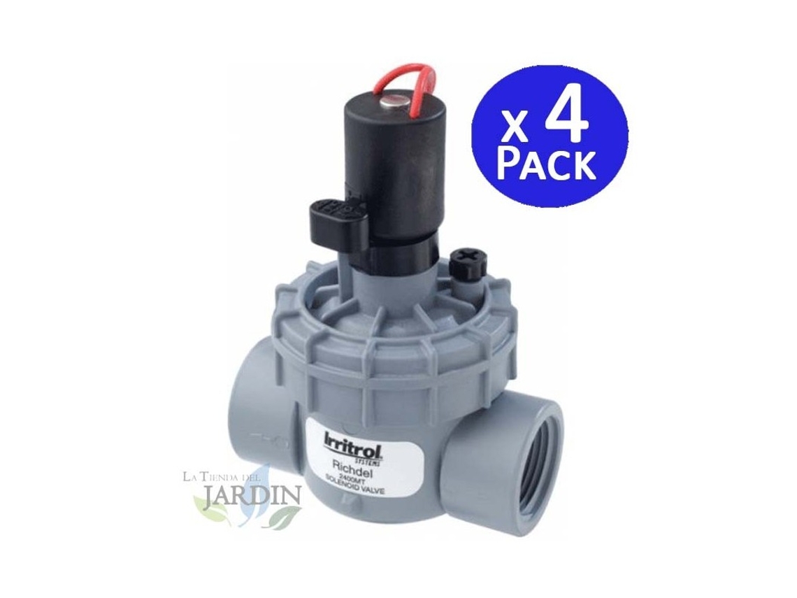 Electrovalvula Riego IRRITROL 2500Mt 1'' 9V 32Mm para Programadores Riego a Bateria 9V Pilas Pack 4 IRRITROL