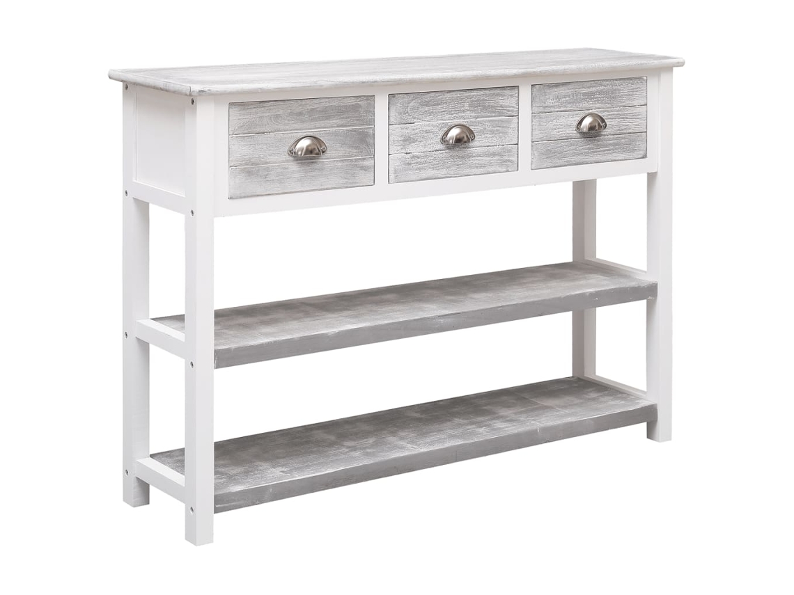 Aparador Madera Maciza De Paulownia Gris Antiguo 108x30x76 Cm