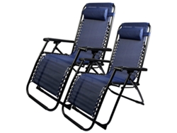 Sillón reclinable plegable Klack Zero Gravity para playa, jardín y piscina, azul, paquete de 2