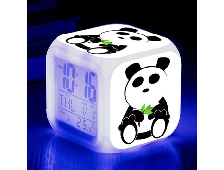 Vorallme panda panda despertador LED colorido colorido cambiando reloj cuadrado estudiante regalo creativo de despertador 8