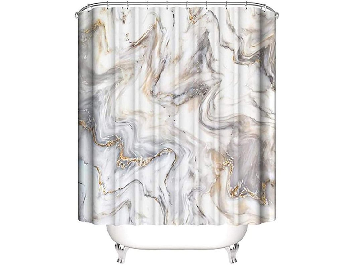 2026-cortina De Ducha Antimanchas Resistente Al Moho Impermeable Patrón Marmol Beige 180x180cm Con 12 Ganchos