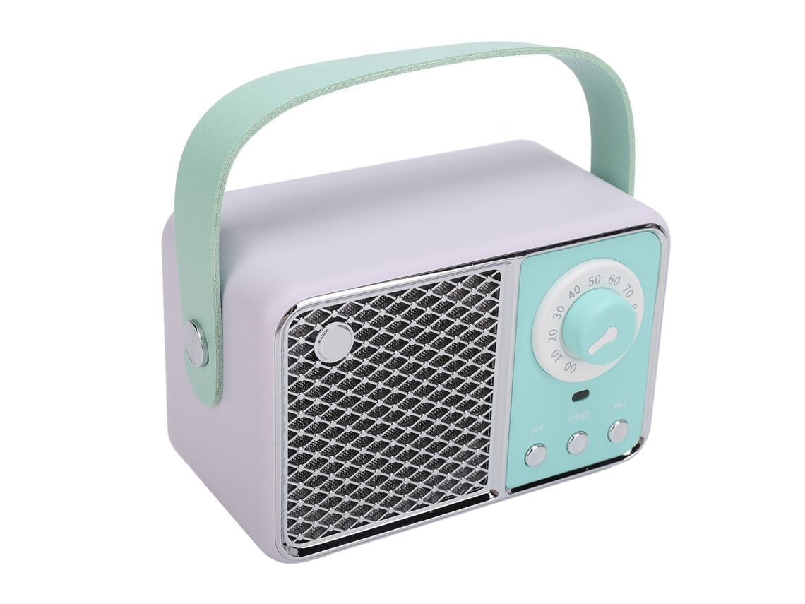 Mini Altavoz Bluetooth Recargable Usb, Mini, Retro, Bonito Y De Estilo Vintage - Blanco Y Verde