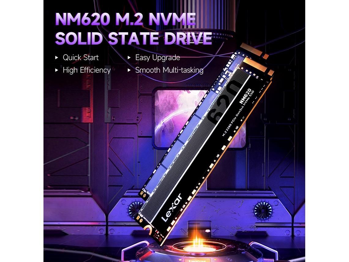 Lexar Nm620 Ssd M.2 Nvme 2tb Pcie3.0, Hasta 3300mb/s De Lectura Luz Dourada