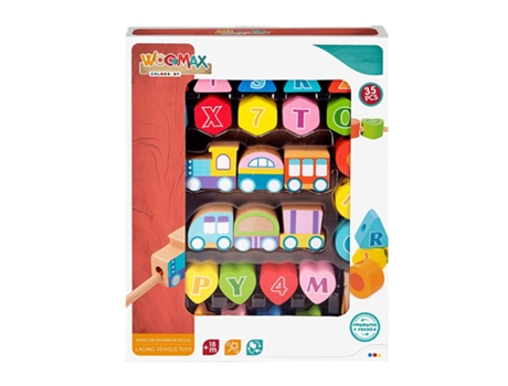 Juguete de Madera WOOMAX Tren de arrastre 35 piezas (4,5x2x3,5 cm - 18 meses)