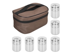 6 Botes De Especias De Acero Inoxidable Con Bolsa De Almacenamiento Para Cocina, Barbacoa Y Camping.
