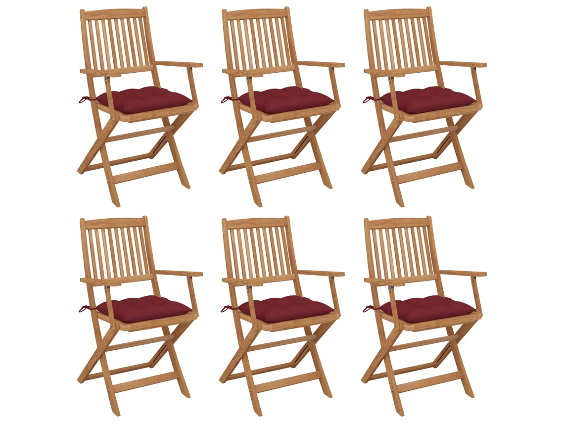 Sillas de jardín plegables de 6 piezas con cojines DKD Home Decor