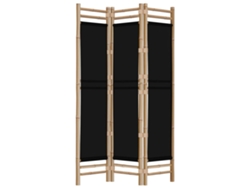 Biombo plegable de 3 paneles, 120 cm, bambú y lona, negro Dec031187