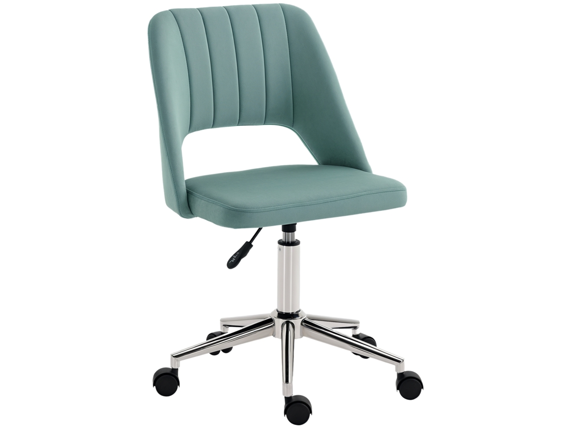 Silla de oficina con regulación de altura y ruedas, giro de 360°, forma de concha de vieira, espuma, 49 x 60 x 79,91 cm, verde.