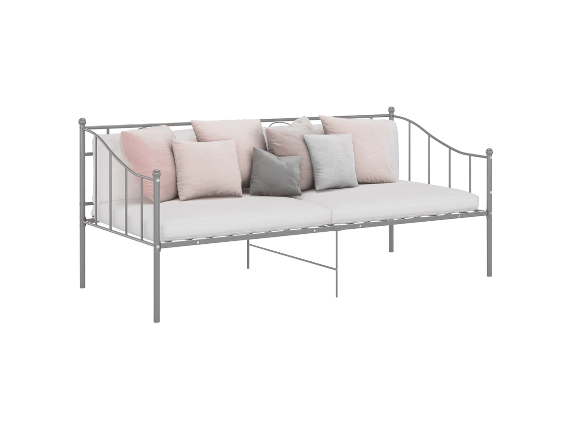 Estructura De Sofá Cama Sin Colchón Metal Gris 90x200 Cm