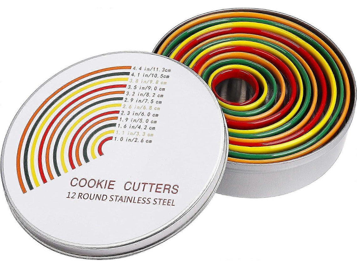 Cortadores De Galletas De Acero Inoxidable, 12 Tamaños Redondos, Moldes Para Galletas, Accesorios De Repostería