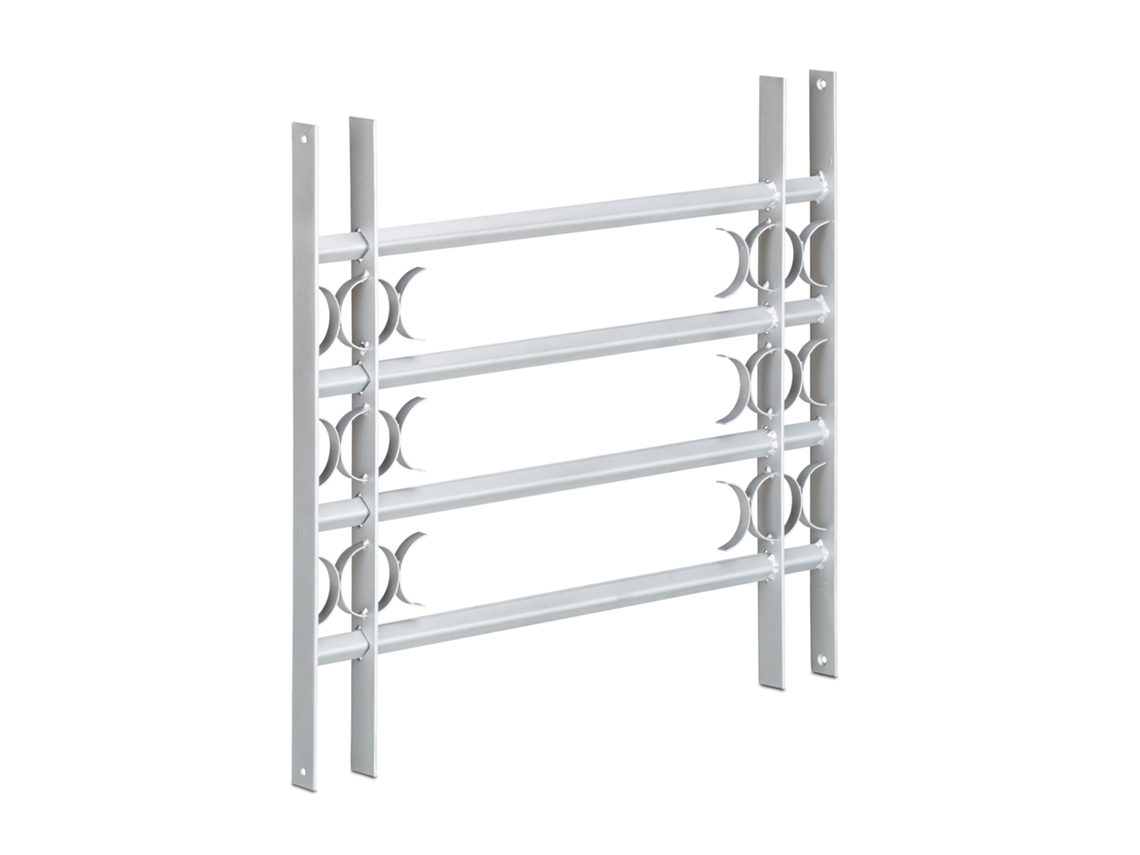 Relaxdays Grelha De Janela Antirroubo, Extensível, Exterior, Galvanizada, Aço, 600 X 700-1050 Mm, Segurança, Cinza