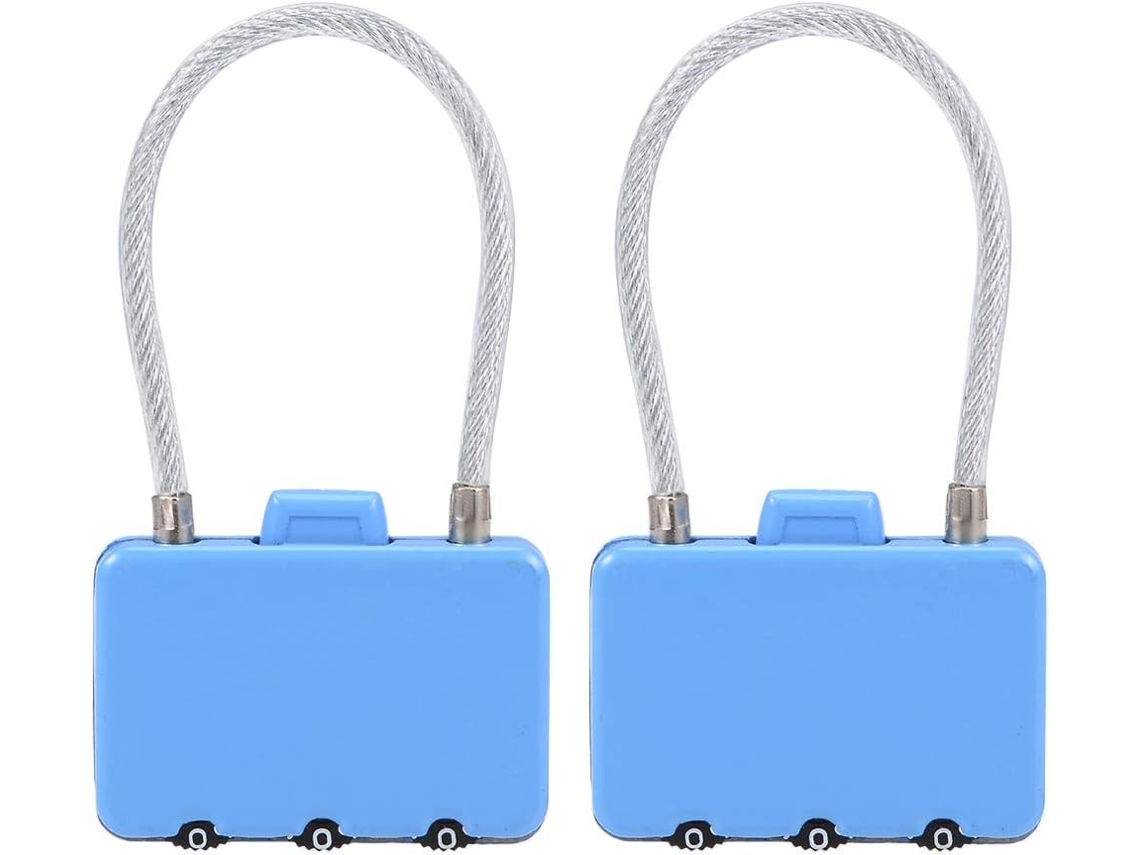 Candado De Combinación De 3 Dígitos. De Código Para Equipaje Con Grillete De Alambre De Mm. Azul.