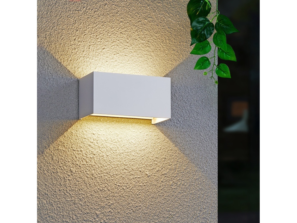 Candeiro De Parede Led 12w Blanco, Cuadrado, Luz Caliente, Uso Interior/exterior (ip65)