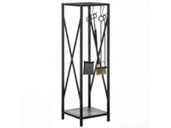 VPMKP - Soporte para leña Outsunny metal negro chimenea 34x34x111 accesorio almacenamiento