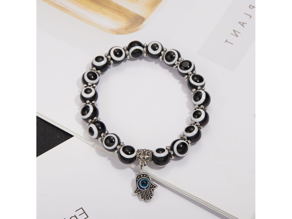 Pulsera Del Ojo Turco, Pulsera Con Colgante De La Mano De Hamsa Negra Siurn