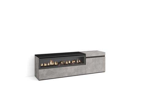 Mueble TV Televisión 150x45x35cm Para TV hasta 65 Chimenea eléctrica Cemento