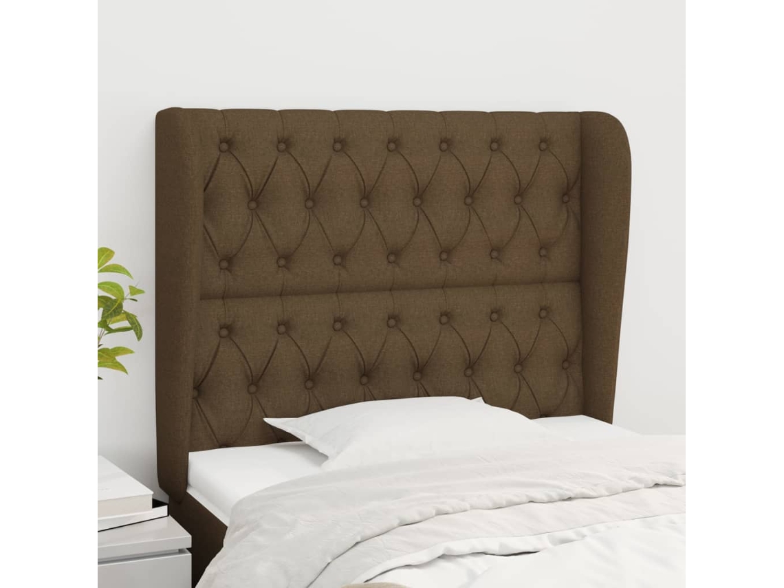 Cabecero Con Orejas De Tela Gris Claro 103x23x118/128 Cm