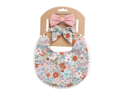 Babero reversible de lino y algodón estampado para bebé con diadema y toallita para la saliva DP021 7 XIAOMOYU
