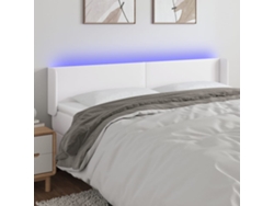 Cabecero Con Led Cuero Sintético Blanco 183x16x78/88 Cm