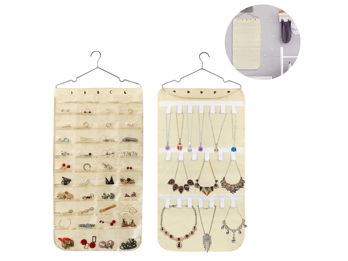 Organizador Joyas Colgar Bolsillos JEIIBRZUI Beige (45x23.5x1cm)