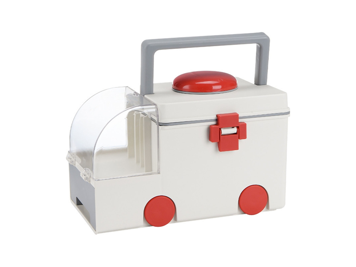 Caja De Almacenamiento De Medicamentos Portátil Con Forma De Ambulancia Y Asa Para Uso Doméstico.