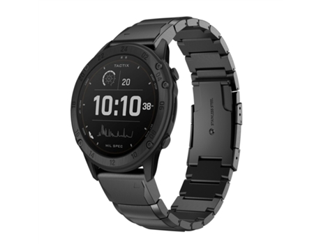 Correa de reloj inteligente para Garmin Tactix Delta de 26 mm de acero inoxidable con carcasa de tortuga (negro)