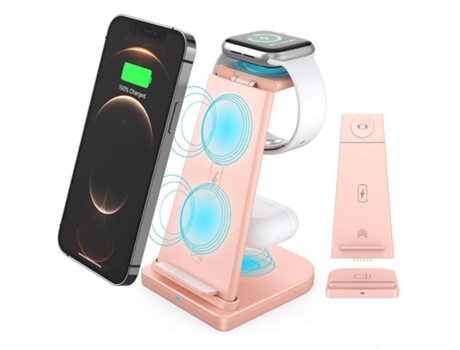 Soporte de cargador inalámbrico 3 en 1, estación de carga inalámbrica rápida certificada Qi para Iphone 12/11/Xs/Xr/8P/8 Apple BISBISOUS