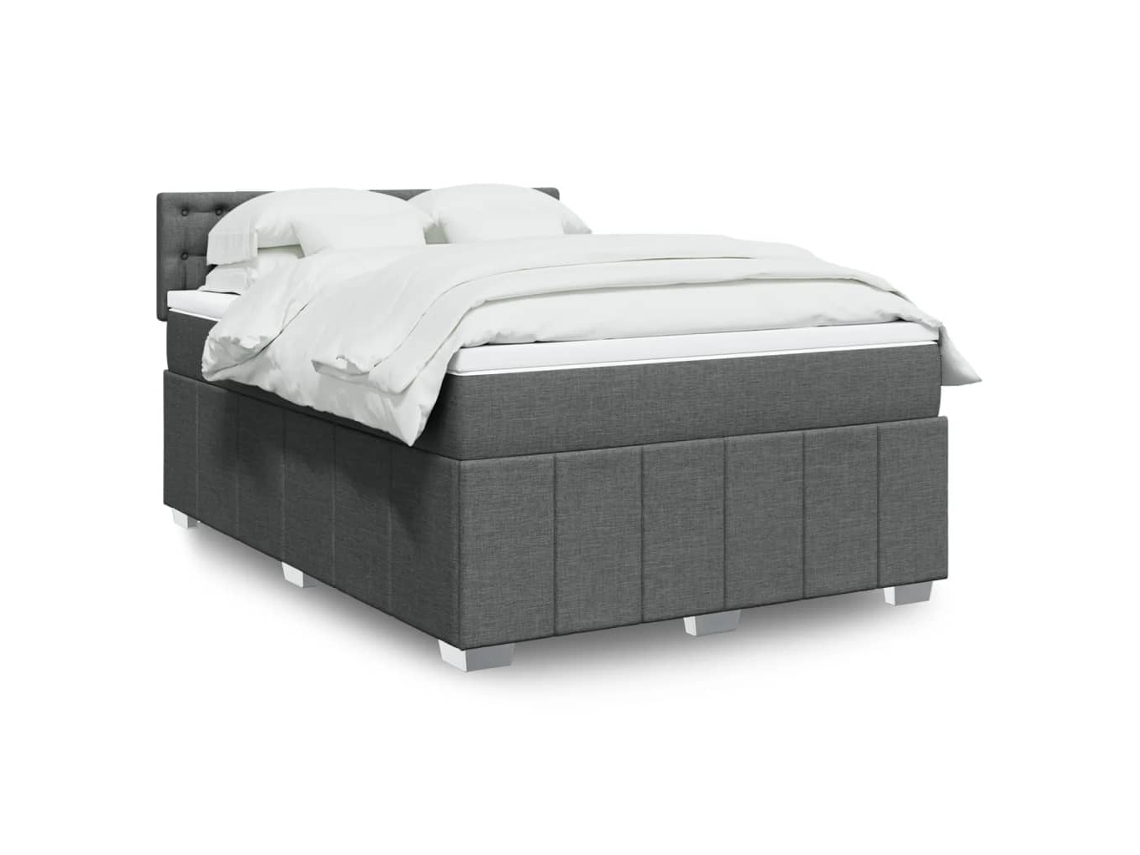 Cama box spring con colchón tela gris oscuro 140x200 cm