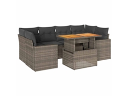 Maison Exclusive - Set De Sofás De Jardín 7 Pzas Con Cojines Ratán Sintético Gris