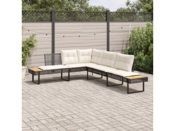 Sofá De Jardín | Sofá De Exterior Con Cojines Forma De L Ratán Pe Negro Y Acacia Wsd327446