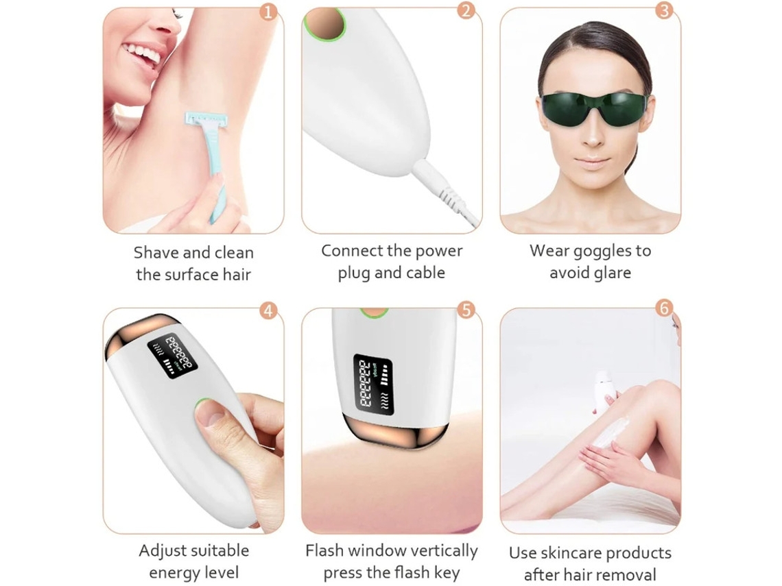 Eliminación De Vello Ipl W 1096 Con Destellos Ilimitados Para Uso Doméstico Blanco Yizhood
