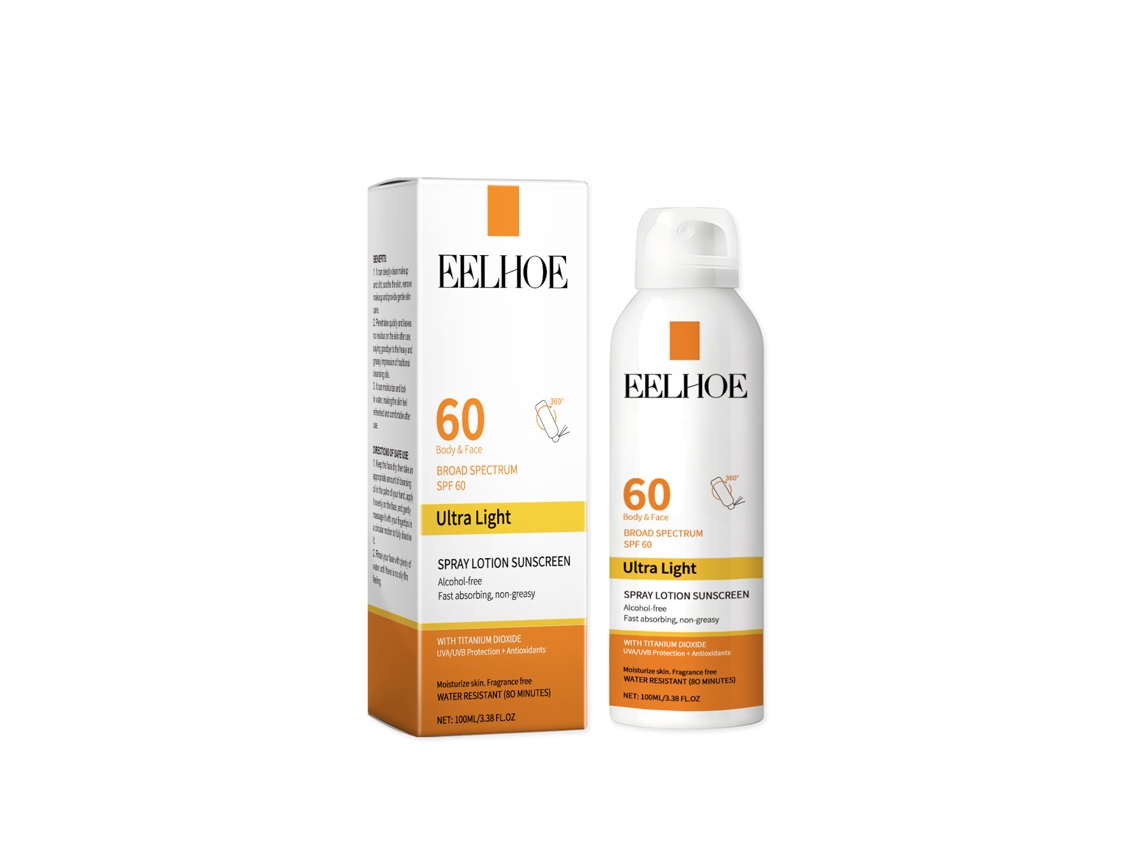 Protector solar en spray SPF 50+ para pieles sensibles, hidratante.