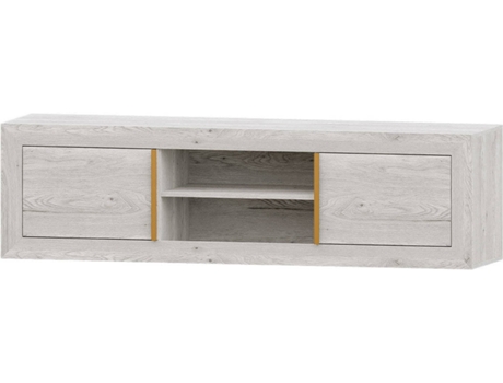Mueble de TV MUEBLAM Niza (180x50x42 cm - Melamina - Blanco Artic y Dorado)
