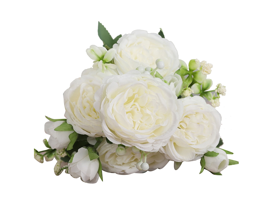 3 Ramos De Rosas Persas Artificiales, 5 Cabezas, Blancas, Decoración Para El Hogar Y Bodas, Seda, 30 Cm