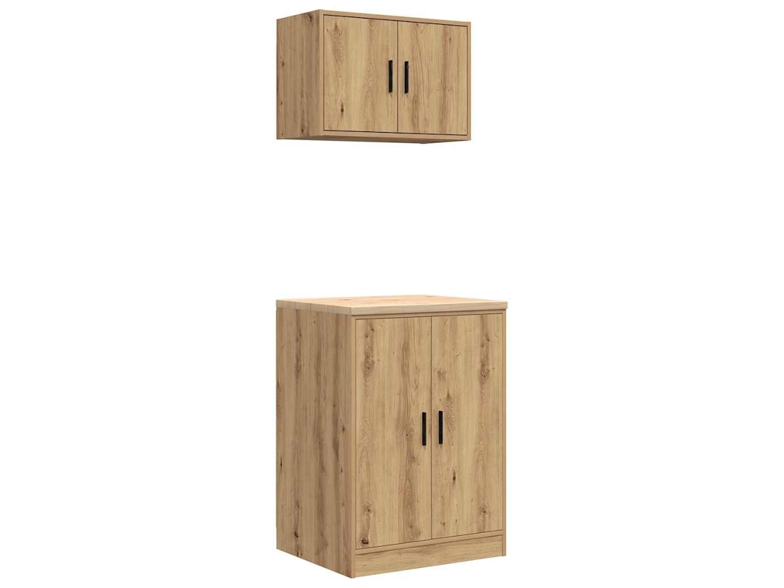 Conjunto de gabinetes de garaje de 2 piezas de madera procesada de roble artesanal EXCLUSIVO DE LA CASA