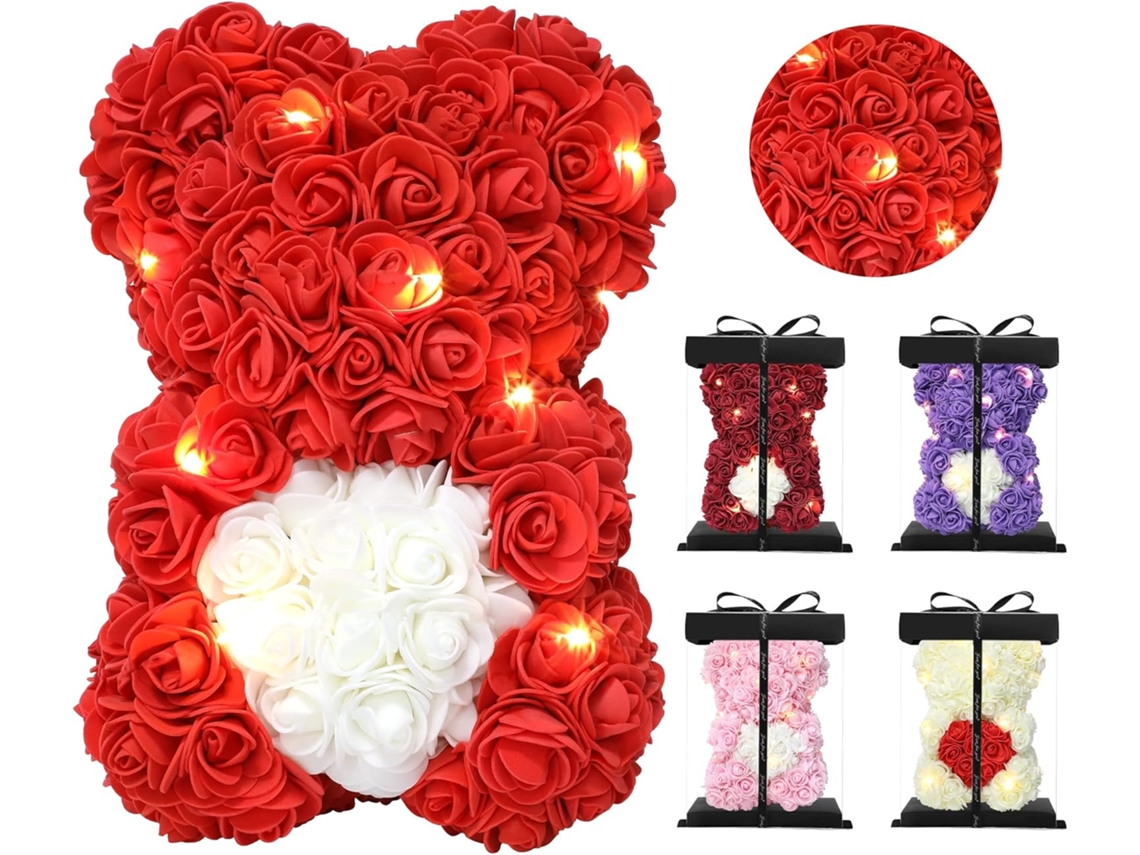 Oso morado y rosa, regalo de cumpleaños para San Valentín. Truyuety