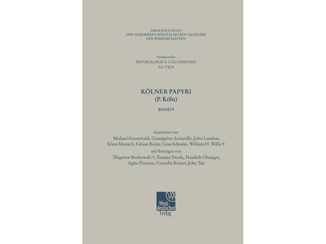 Libro Kolner Papyri De M Gronewald, G Azzarello Et Al. (alemán)