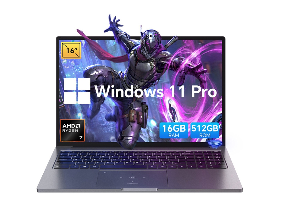 Portátil BLACKVIEW GamiBook 8 (16'' - Ram:16 GB DDR5 512 GB SSD - AMD Ryzen™ 7 7735HS - Windows 11 Pro) Gris