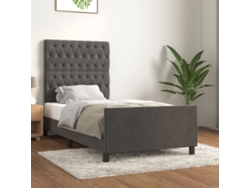 Estructura De Cama Sin Colchón Terciopelo Gris Oscuro 90x190 Cm