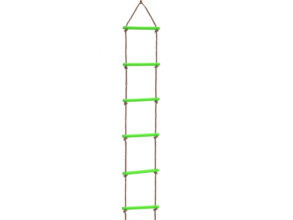 Escalera De Escalada De Cuerda Verde Con 6 Barras, Estilo Colgante, Plástico Resistente, Para Niños.