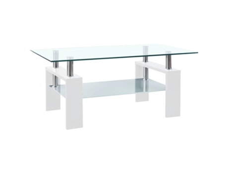 MAISON EXCLUSIVE Mesa de centro vidrio templado blanco transparente 95x55x40 cm