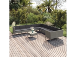 Conjunto de jardín DKD Home Decor de 11 piezas con cojines de mimbre gris