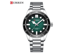 Reloj De Pulsera Luminoso De Cuarzo Resistente Al Agua Con Correa De Acero (plateado Y Verde), Calendario De Negocios Para Hombre.
